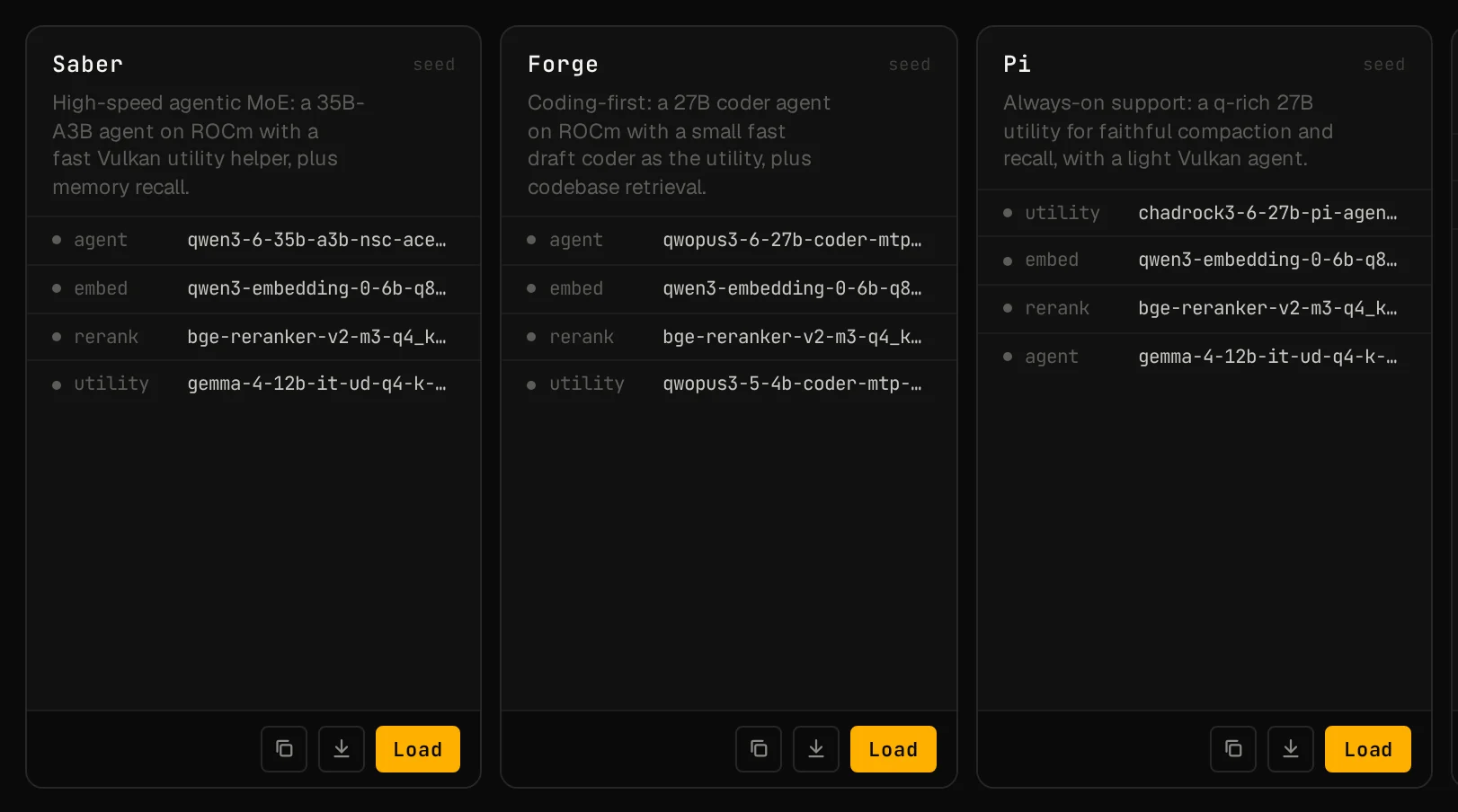 hal0: Stacks: slot, profile and model bundles that load in one step.